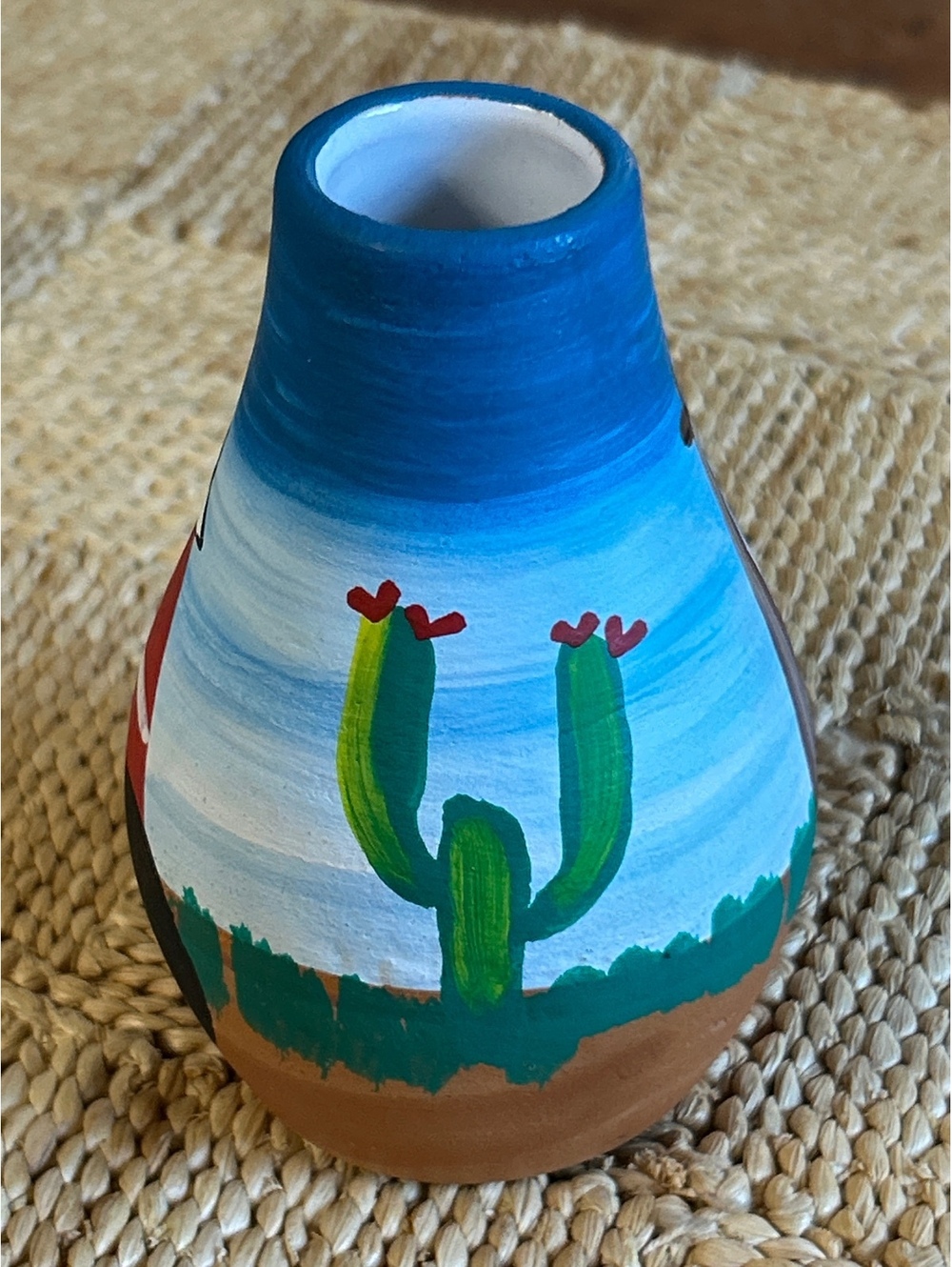 Hand-Painted Peruvian Ceramic Table Vase from Cusco